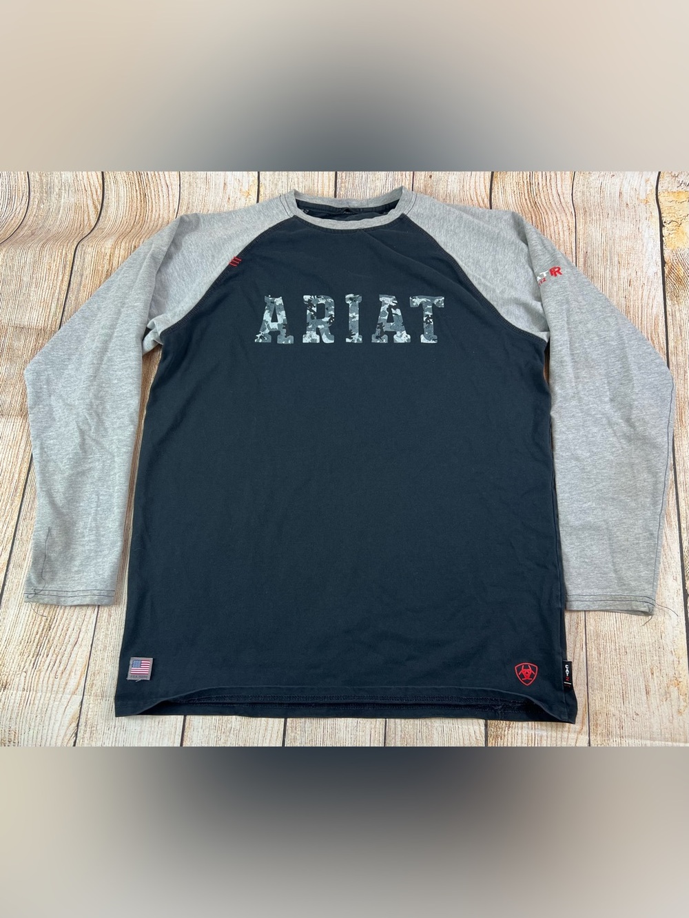 Mens Ariat FR CAT 2 Fire Resistant Work Knit Shirt Black Grey Size Medium